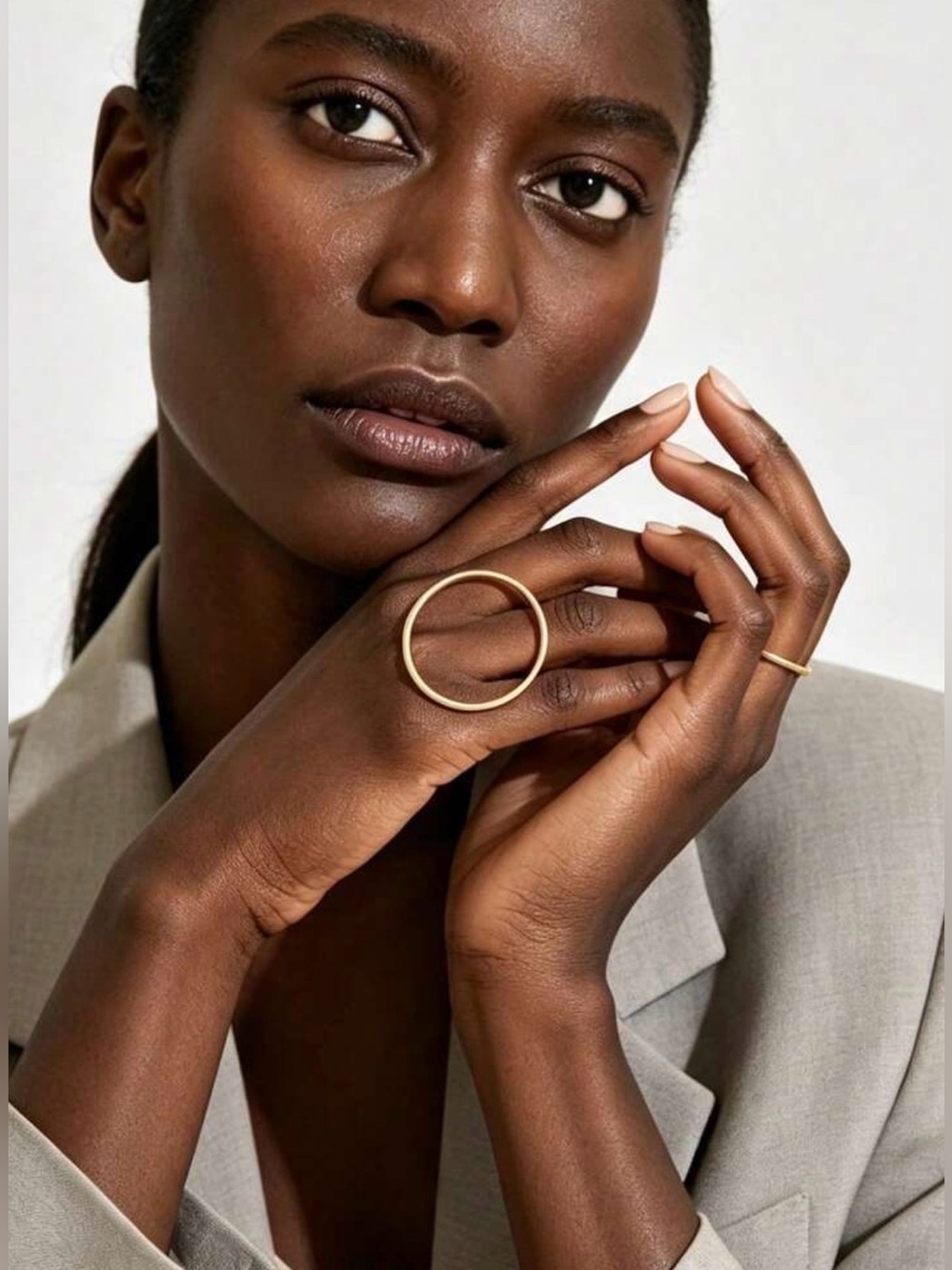 Minimalist Adjustable Gold Circle Statement Ring